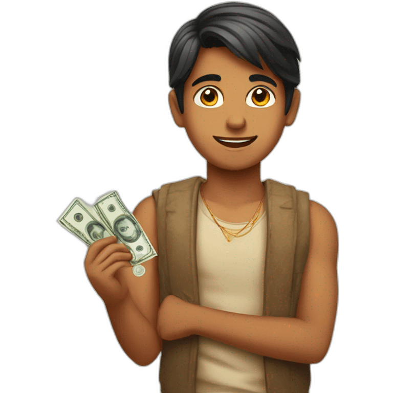 Indian aspirational boy and money emoji