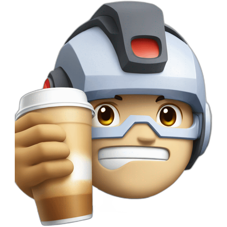 Mega Man who is Drinking a Latte emoji