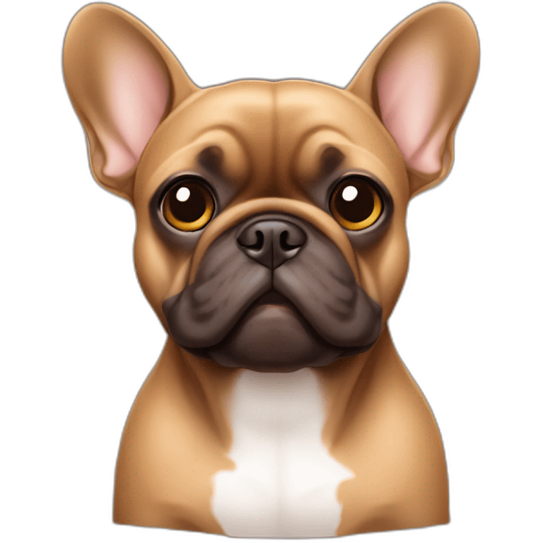 all brown french bulldog with big eyes emoji