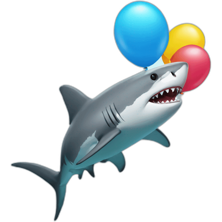 shark holding balloons emoji