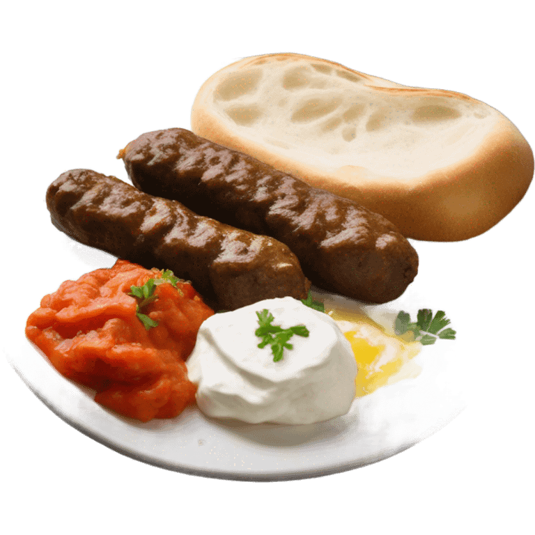 Bosnian cevapi with somun and kaymak  emoji