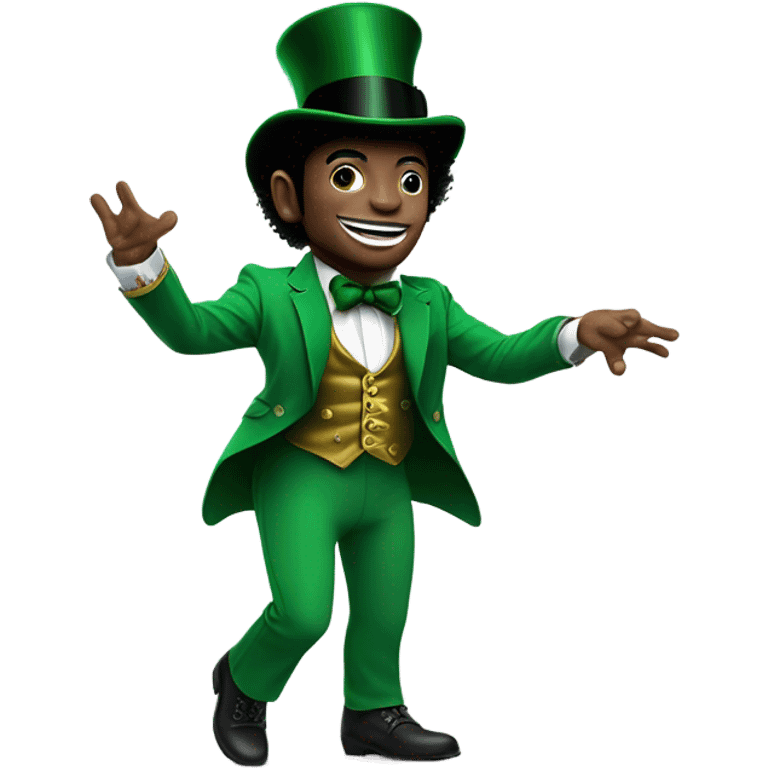 Leprechaun doing a Michel Jackson dance emoji