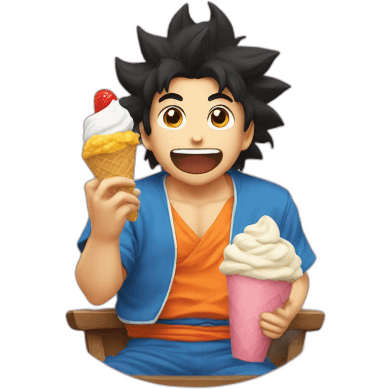 sangoku eating an icecream emoji