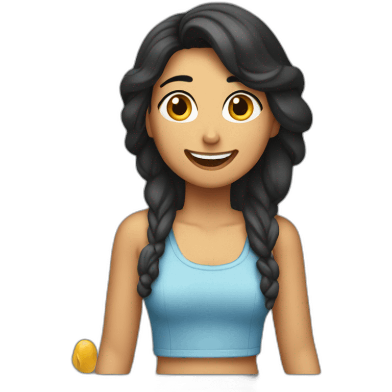 Chica morena riendo emoji