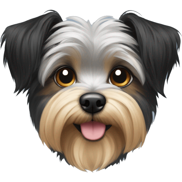 Black Morkie with cute ears emoji