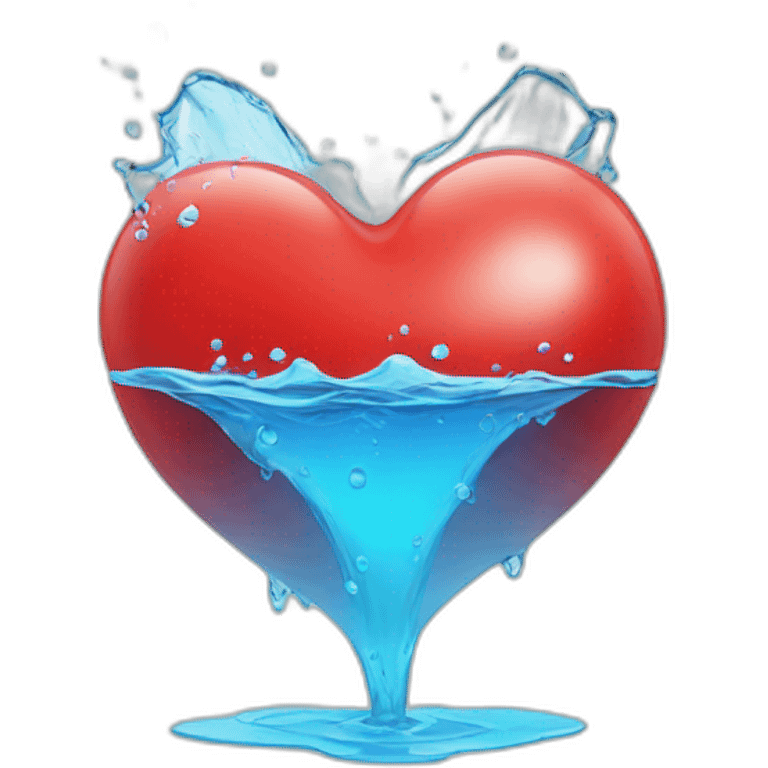 A red heart with water emoji