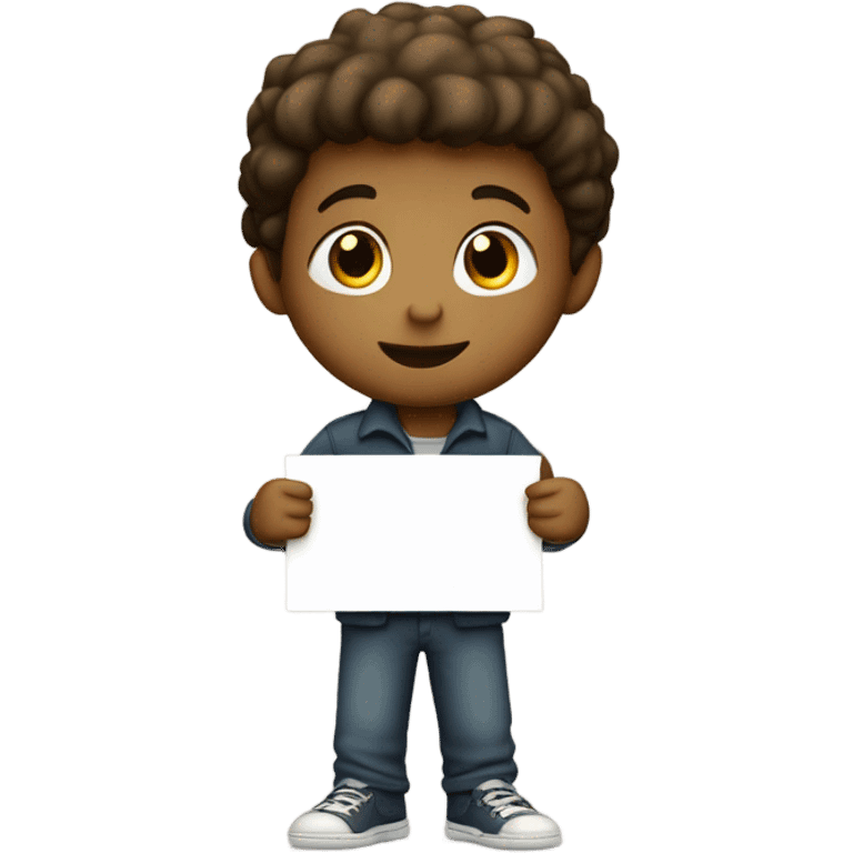 little boy that holds paper with “omar” on it emoji