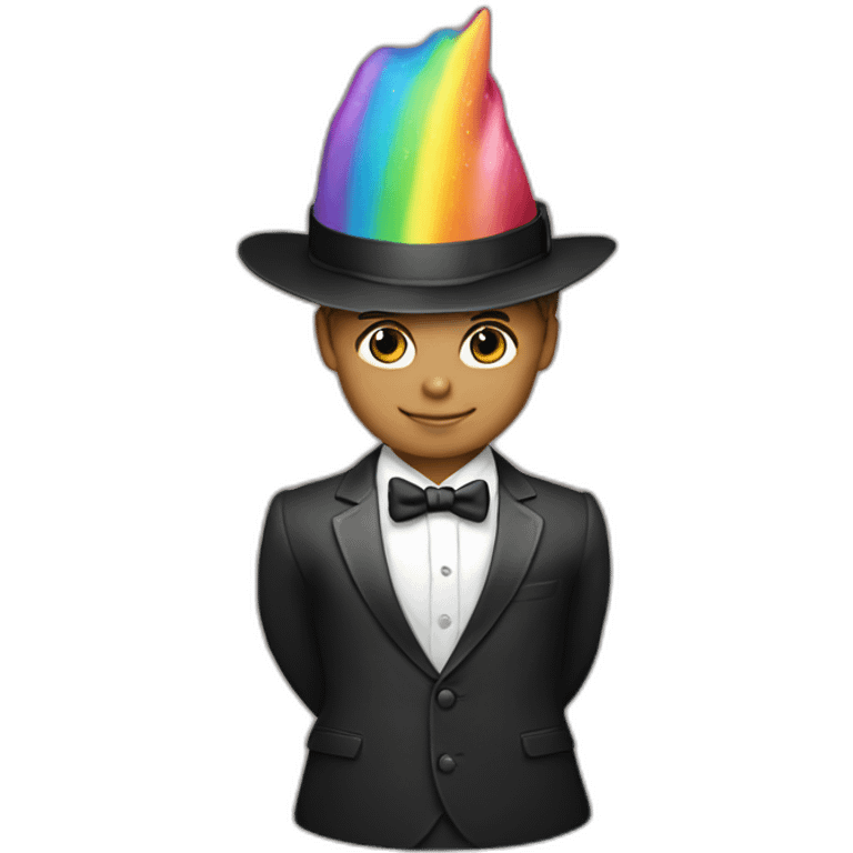 Posh-boy-with-suit-and-rainbow-unicorn-hat emoji