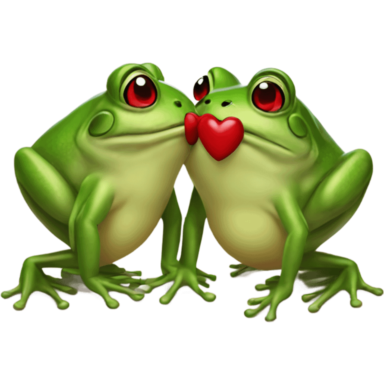 Kissing frogs with Heart and red lips emoji