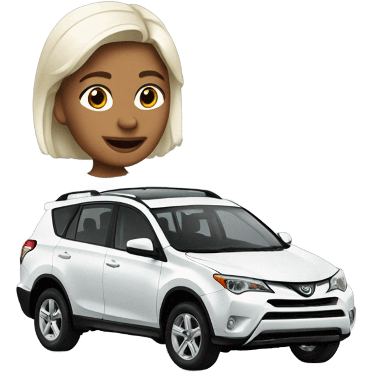 Angie driving in 2025 white rav4 xse emoji