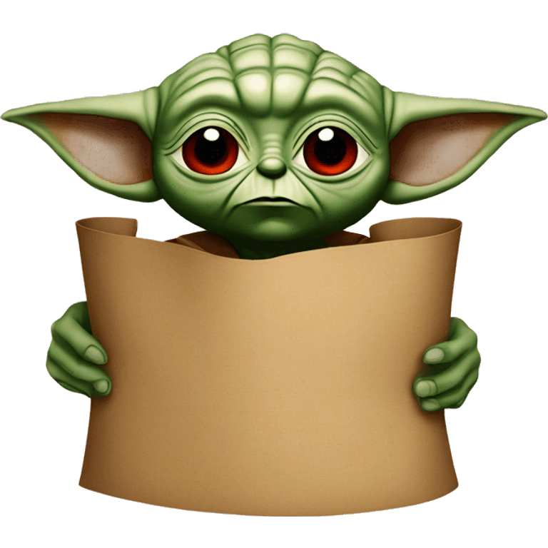 Red eye yoda holding a rolled up brown paper with grass in it emoji