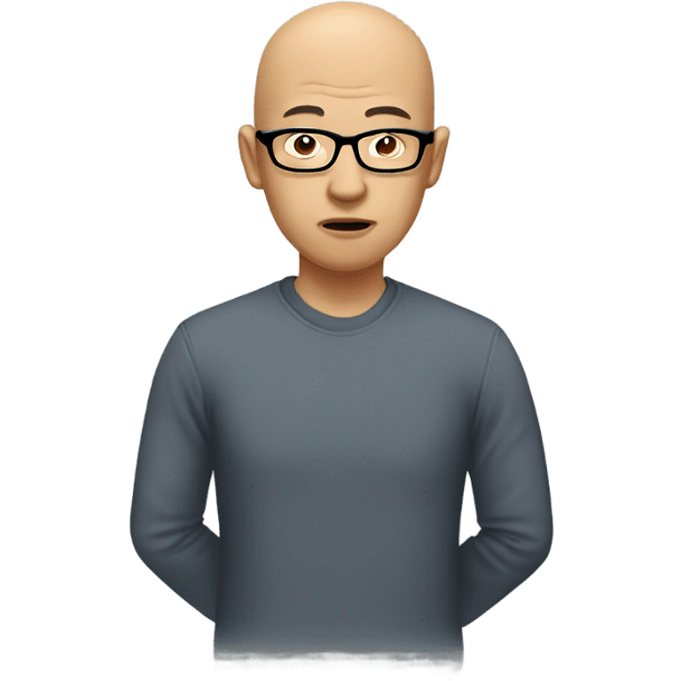  a bald Asian man, in glasses, very confused about something emoji