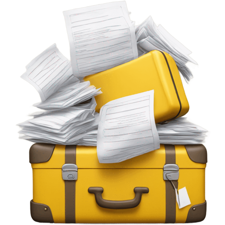 yellow baggage filled with documents emoji