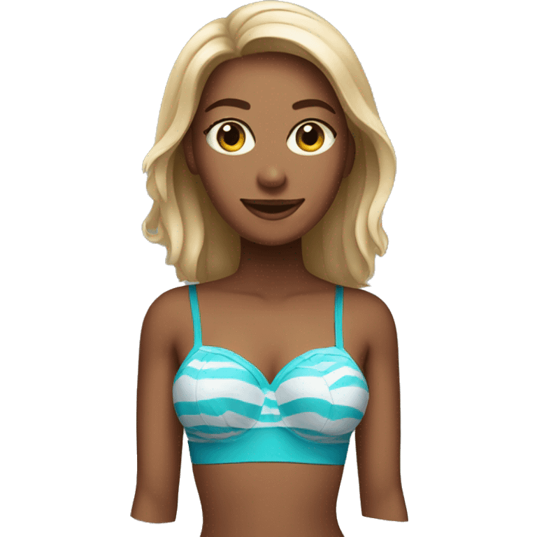 A woman wearing swimwear that is very good looking  emoji