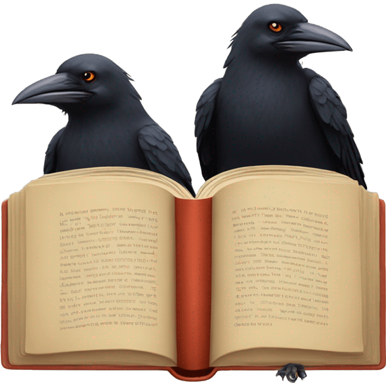 Two crows reading a book emoji