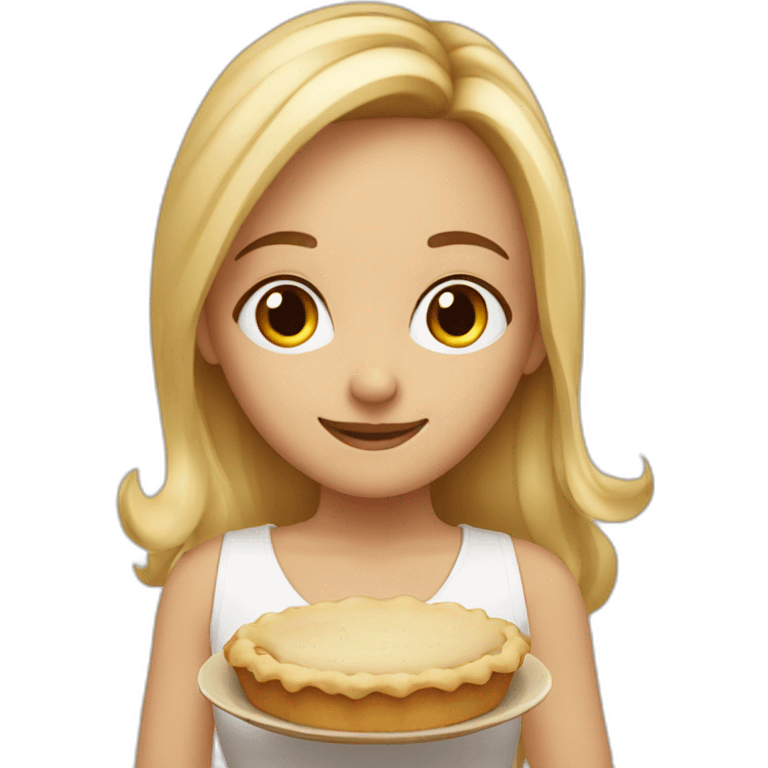 cute blonde girl with a pie emoji