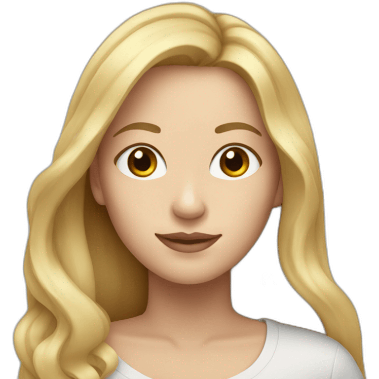 White woman with long blond hair and brown eyes emoji