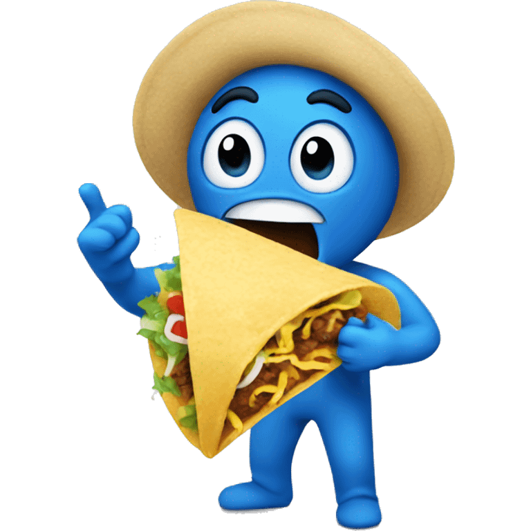 a blue emoji eating a taco emoji