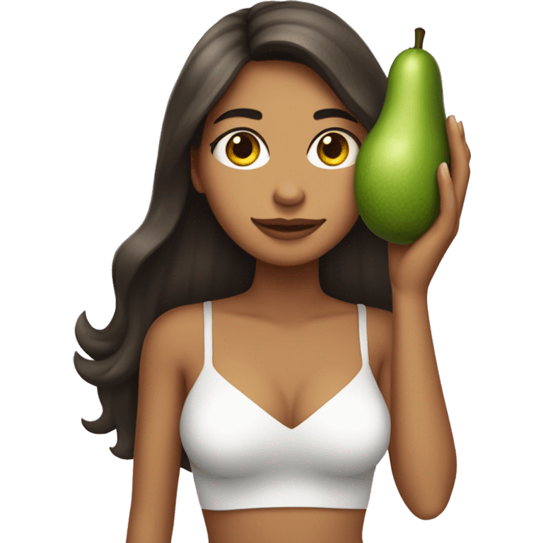 Una chica con un aguacate en la mano emoji