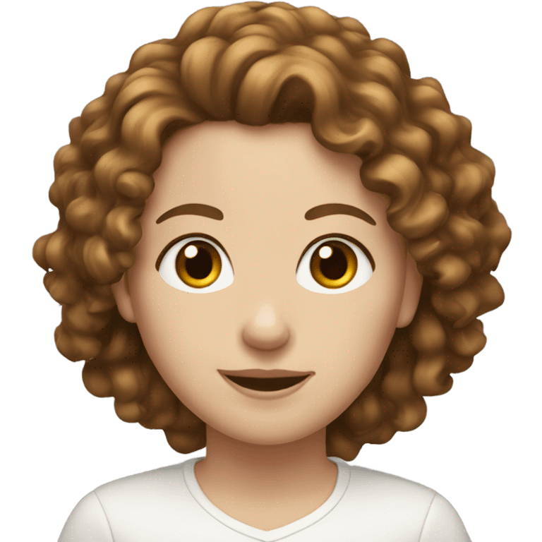 white girl with brown curly hair emoji