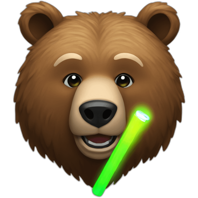 Grizzly head with glow stick emoji