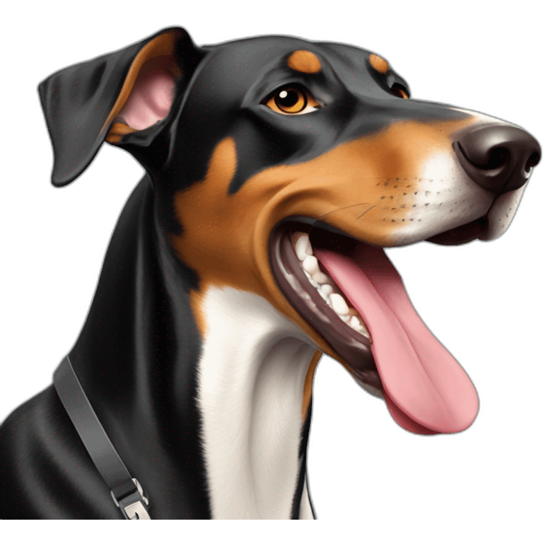 dobermann singing on a microphone emoji