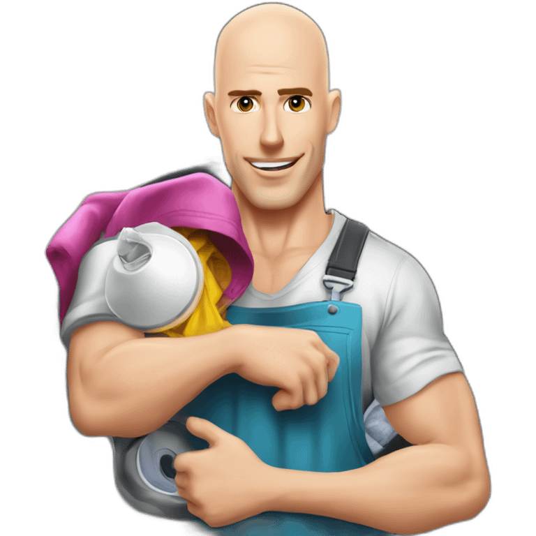 Johnny sins as a washing machine repairman observing Lexi Belle showing off washing machine fault emoji