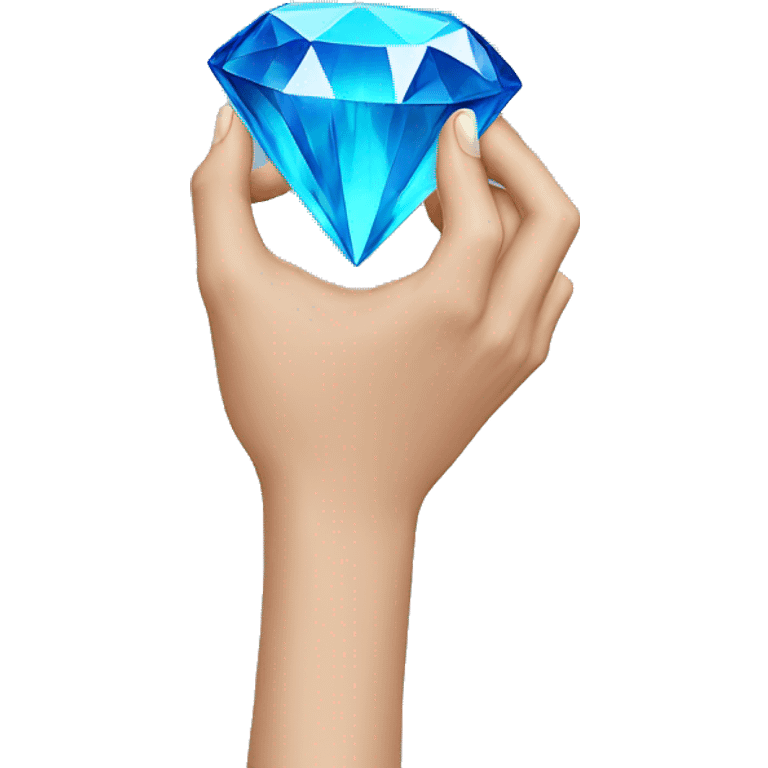 hands holding a blue diamond emoji