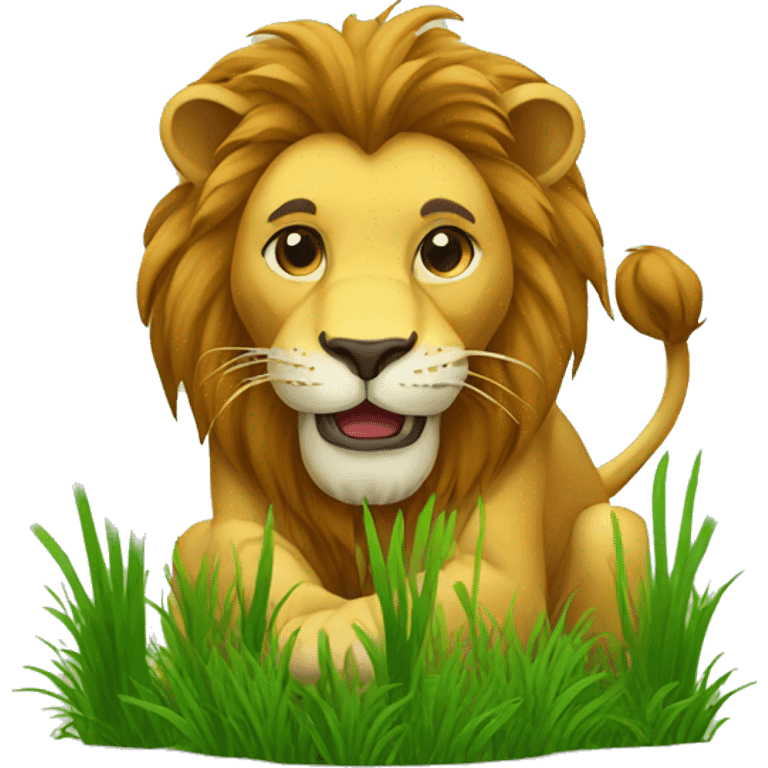 Lion eating grass emoji