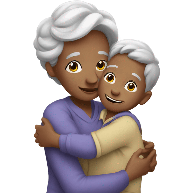 Grandma huggings with a boy emoji