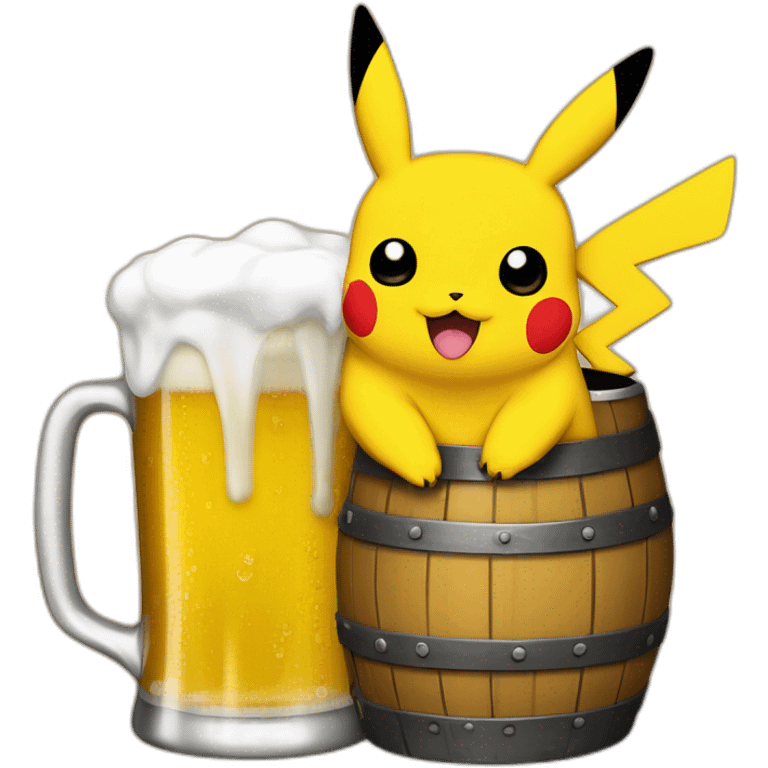 Pikachu bois une bière emoji