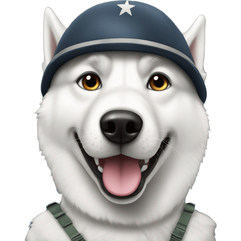 white husky in military  emoji