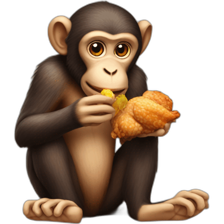 monkey eating chicken emoji