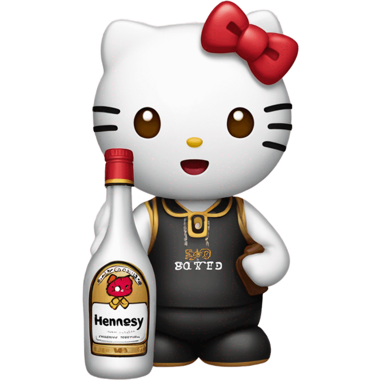 Hello kitty crying with tears holding Hennessy😭  emoji