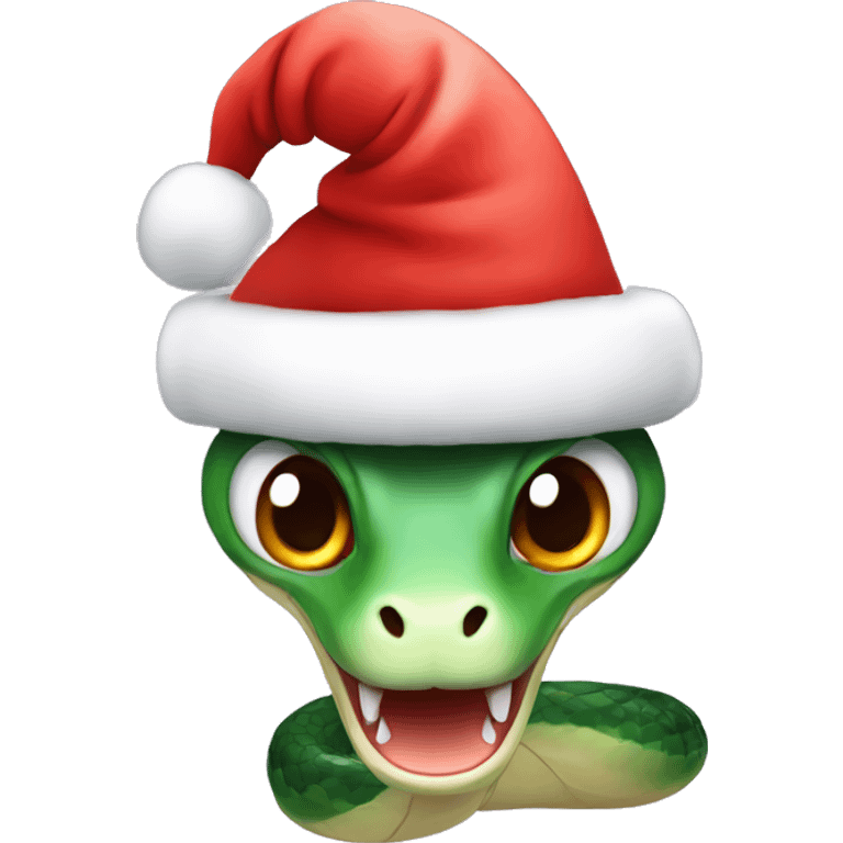 cute snake with christmas hat emoji