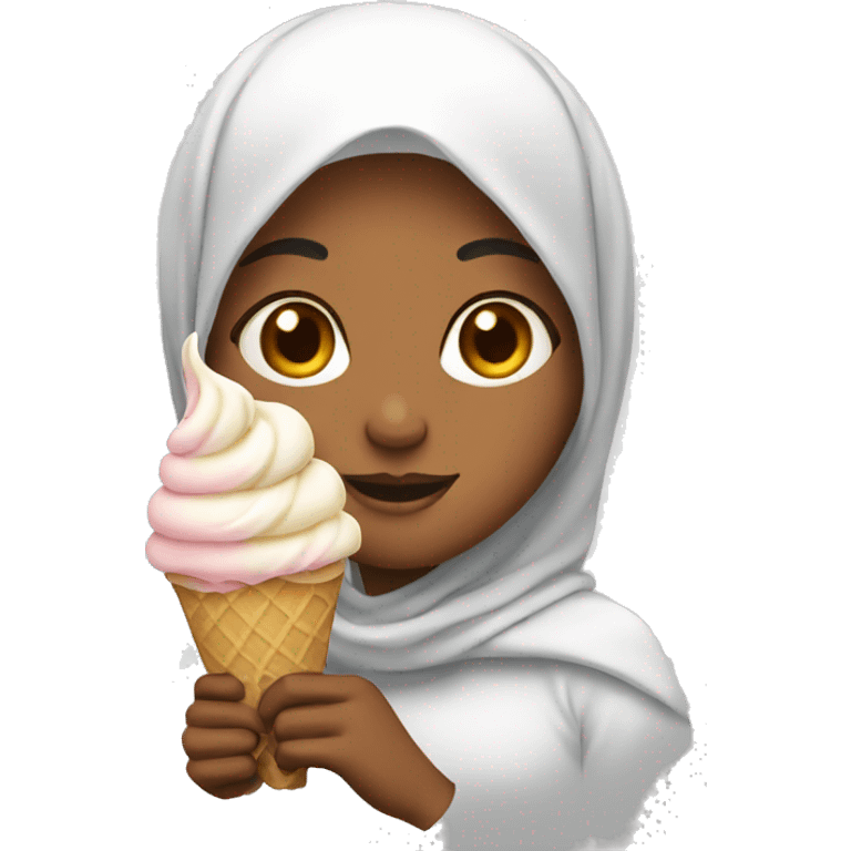 Muslim girl with ice cream emoji