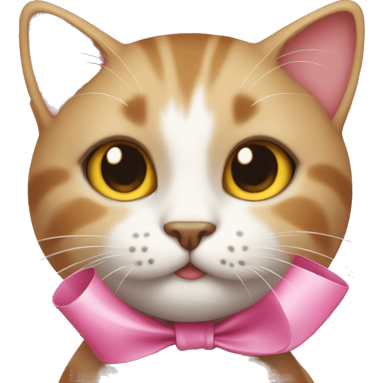 Cat with pink ribbon  emoji