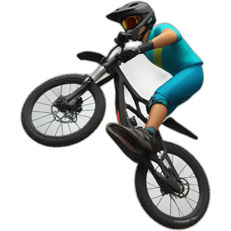 downhill mountainbike with rider on a downhill slope jumping emoji