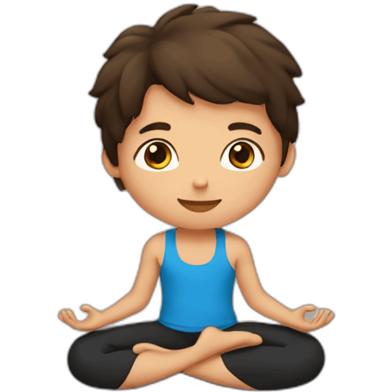 brunette boy doing yoga emoji