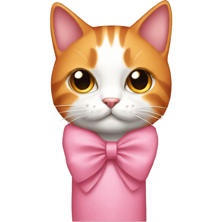 a cat orange and white, with a pink dress and bow  emoji