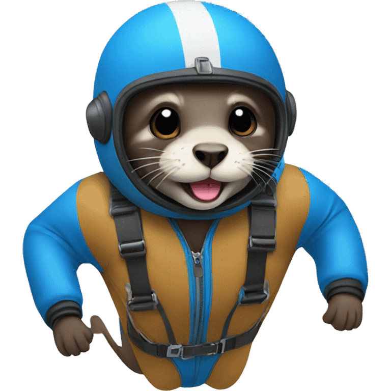 Skydiving otter, with blue helmet emoji