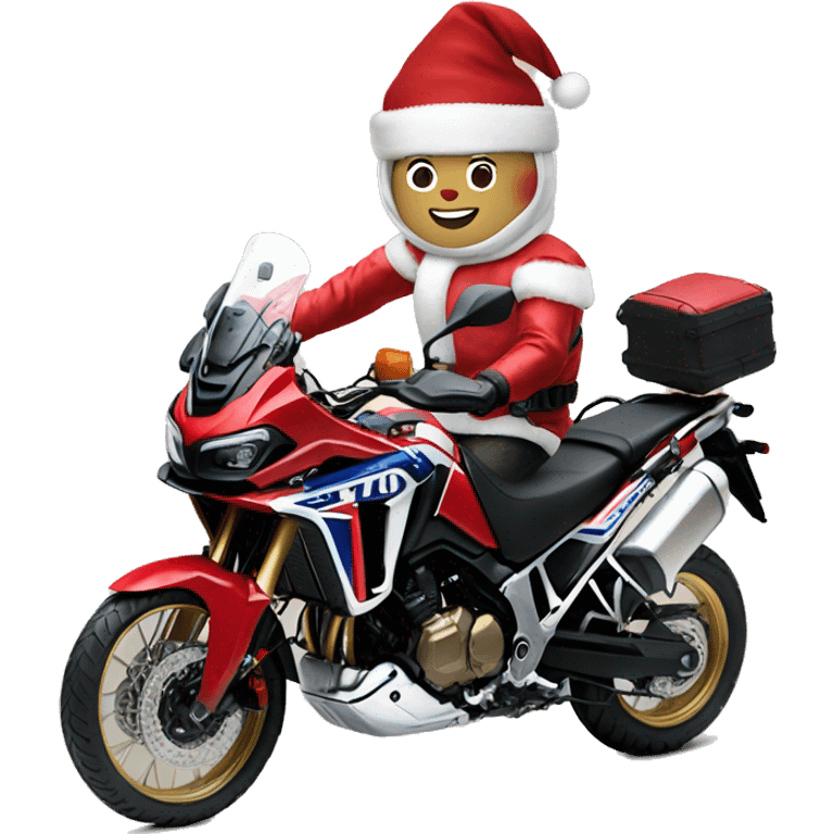 Japanese dressed for Christmas riding a Honda Africa Twin 2020 emoji