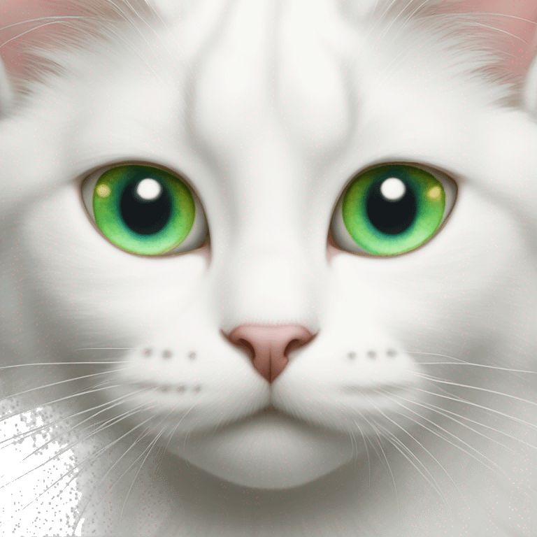 White cat with heterochromia, left eye is blue and right eye is green emoji