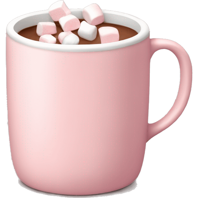 Light Pink mug of hot chocolate with marshmallows  emoji