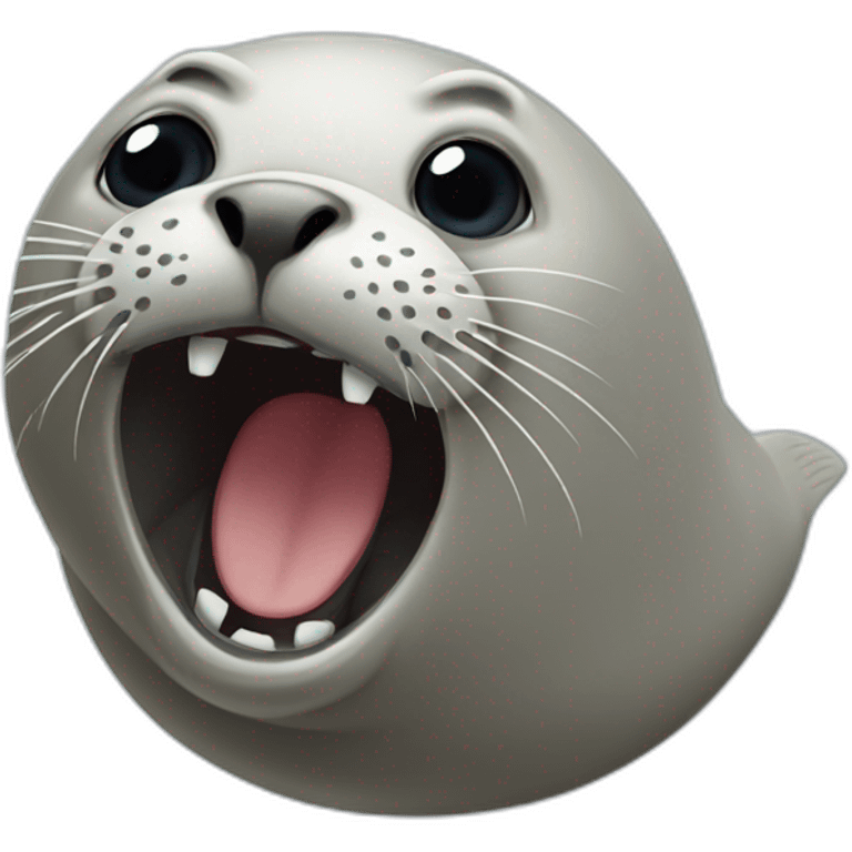 Terrified seal with an open mouth emoji