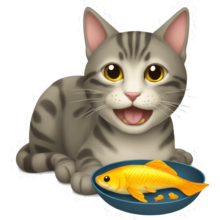 Cat eating golden fish emoji