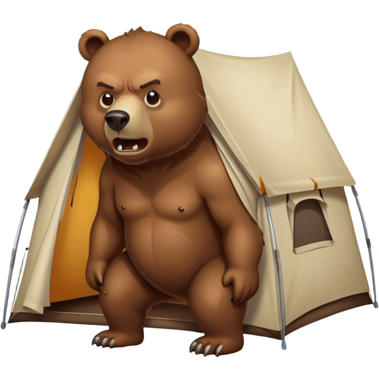 angry bear crawling outside of a tent emoji