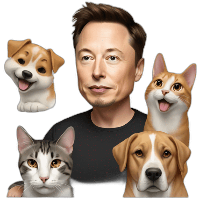 Elon musk with cat and dog emoji