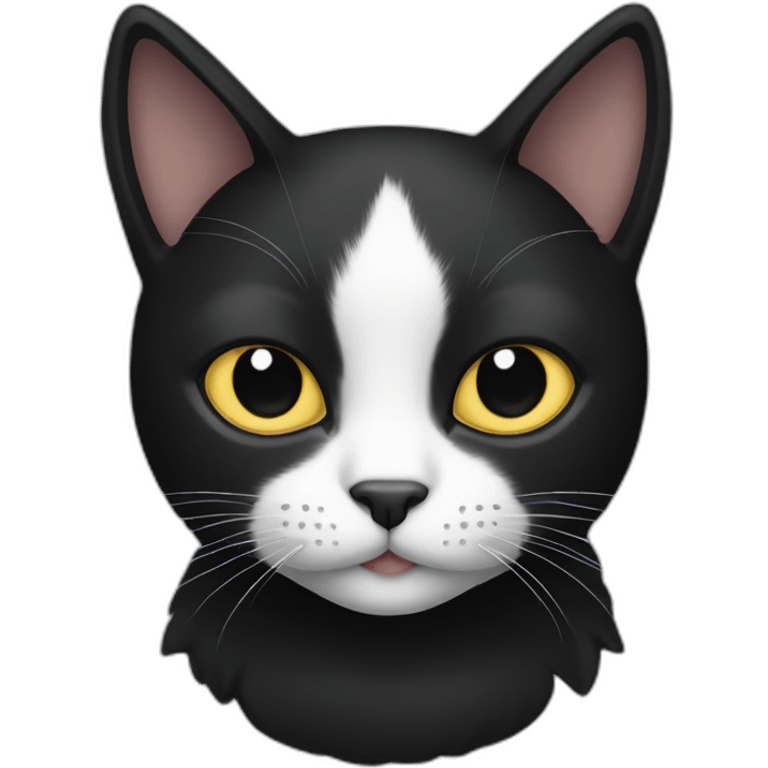 Black cat with one white chop emoji