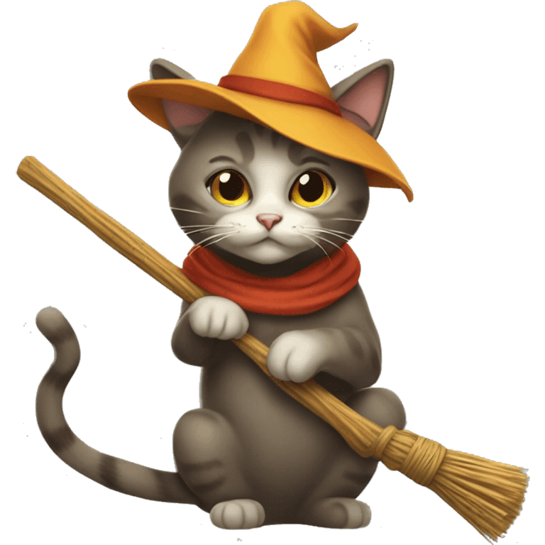 Cat on broom emoji